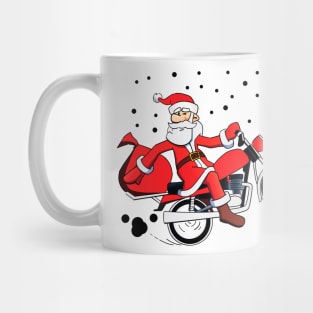 Funny Ugly Christmas Sweater. Santa On Motorcycle. Mug